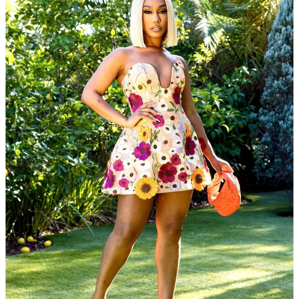 Floral Strapless Mini Dress